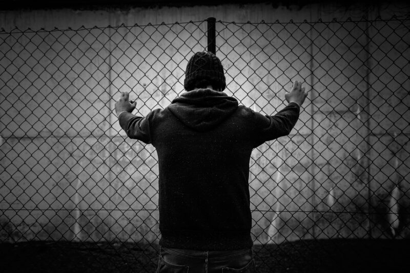 Young criminal protester lockdown